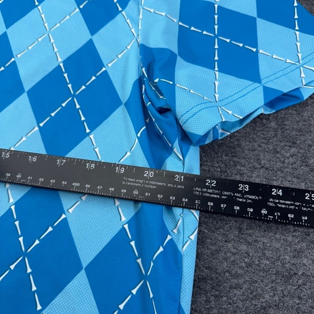 Good Good Golf Mens Blue Argyle Golf Tee Performance Polo Shirt Large - Picture 6 of 10
